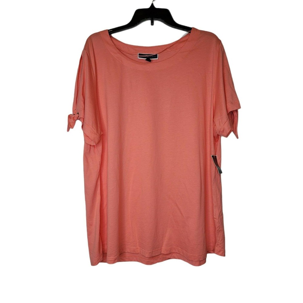 Karen Scott  Peach Tie Shoulder Tshirt